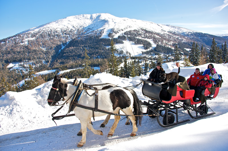 Winter Winterurlaub Pferde Reiten Schlittenfahrt Lungau Mauterndorf Mariapfarr Fanningberg